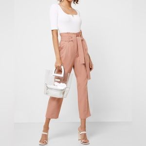 Topshop pink high waist tapered trousers